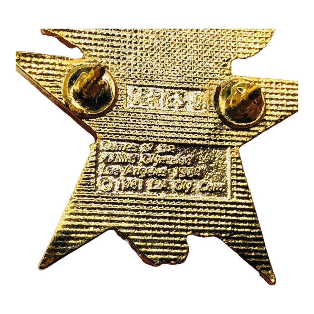 Olympic Memorabilia LA 1984 Sam The Eagle Basketball Star Vintage Hat Lapel Pin - Picture 4 of 6